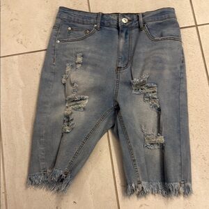 Distressed Denim Shorts